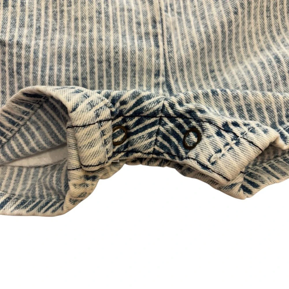 VTG USA‎ OshKosh Vestbak Bib Denim Overall Shorts Striped Size 3/6 M 1969 EUC